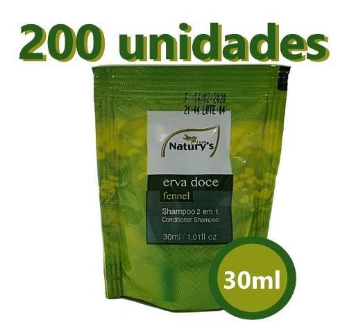 Kit 200 Shampoo E Condicionador 2 Em 1 Erva Doce Sachê 30 Ml