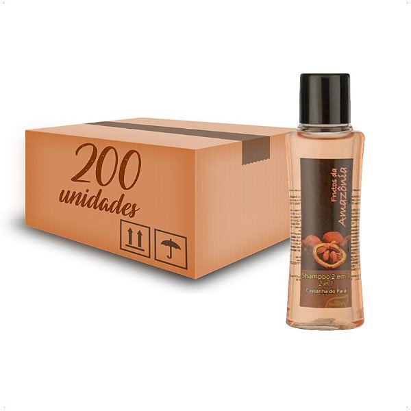 200 Mini Shampoo 2 em 1 Castanha Pará 35ml Motel Hotel SPA - VD