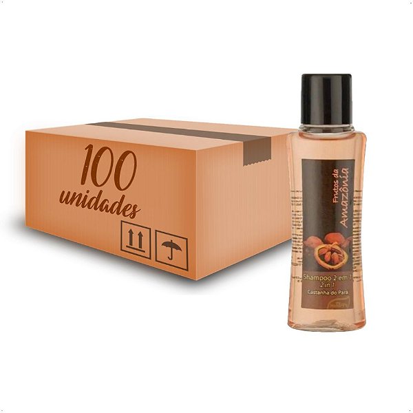 Kit 100 Shampoo 2 em 1 Castanha do Pará 35ml Hotel Motel SPA