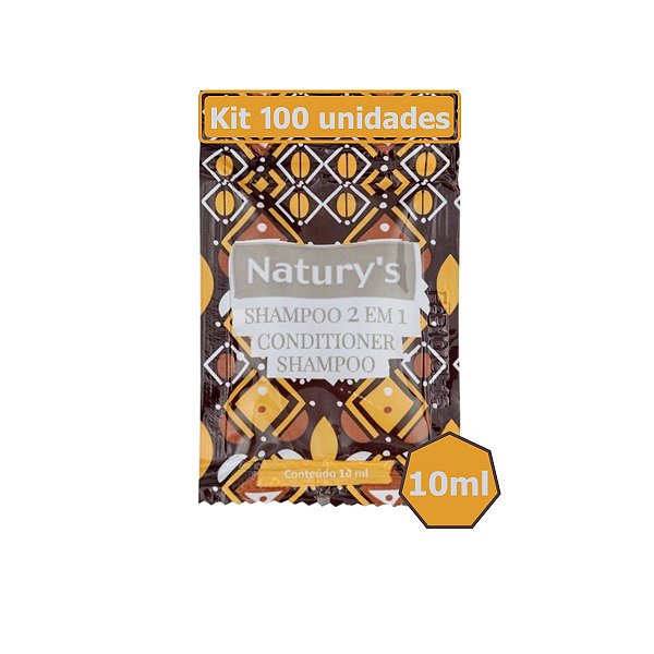 Kit 100 Shampoo Condicionador 2 em 1 Sachê 10ml Hotel Motel