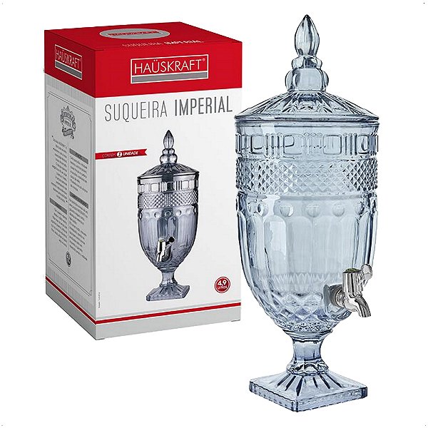 Suqueira Imperial Cristal Azul 4,9 Litros Jarra Suco Bebida