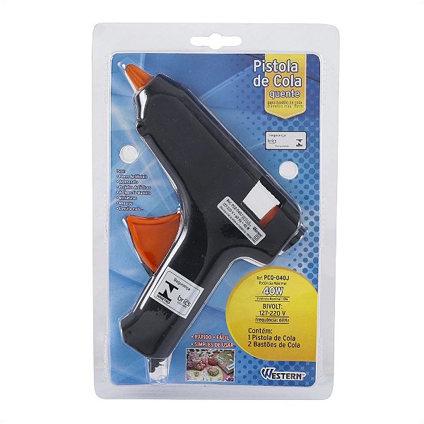 Pistola de Cola Quente grande Bivolt 40W Western + 2 Bastões