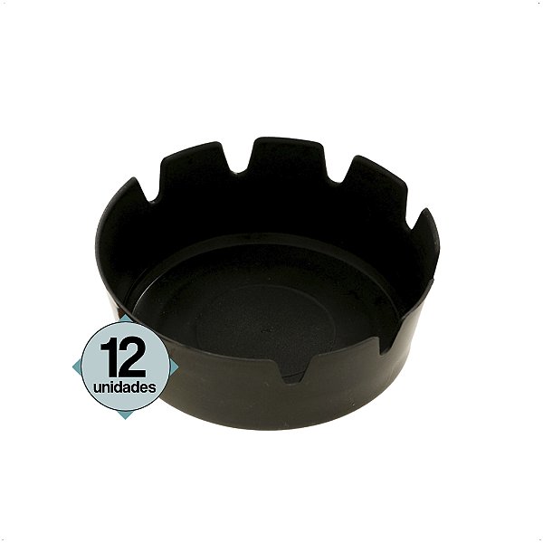 Cinzeiro Redondo de Plástico Kaf-Plast Preto 9cm c/12 peças