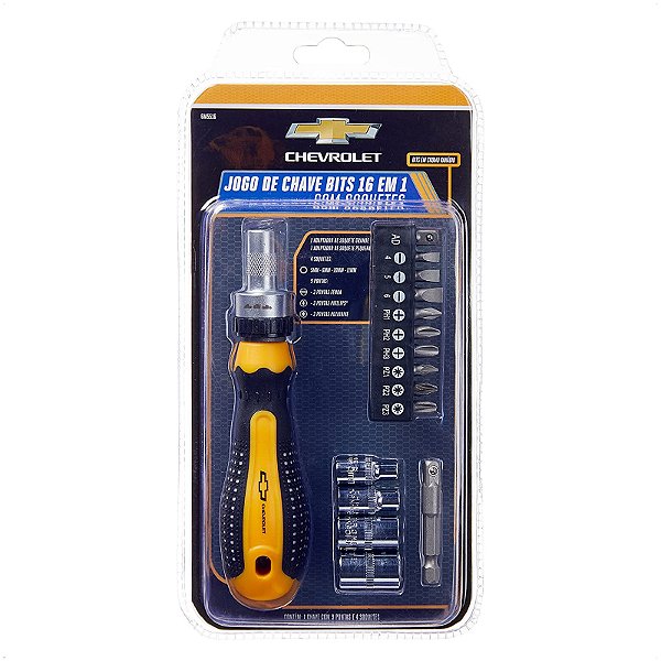 Jogo de Chave de Fenda Bits Chevrolet 16 em 1 Soquete GM5516