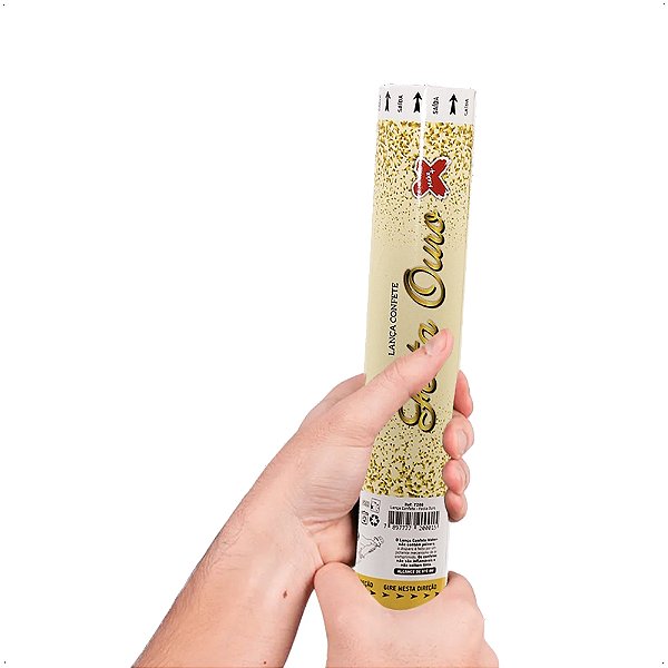 Kit 2 Lança Confete Dourado Metalizado Festa Ouro Estourar