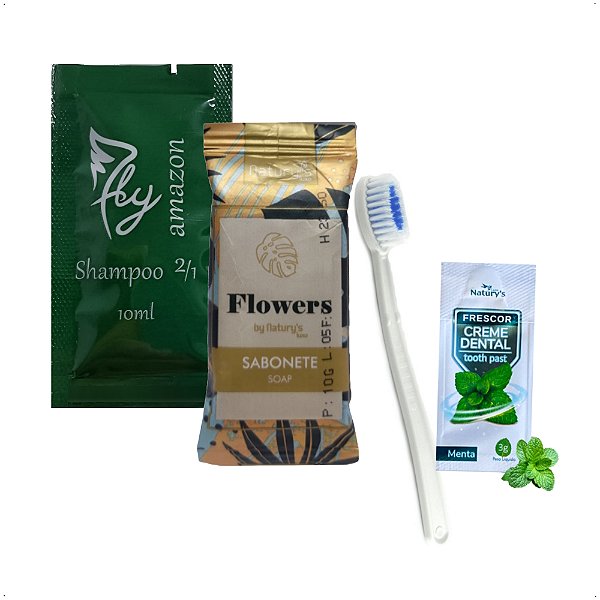 Kit 100 Shampoo Sabonete 2x1 Escova Creme Dental Motel Hotel