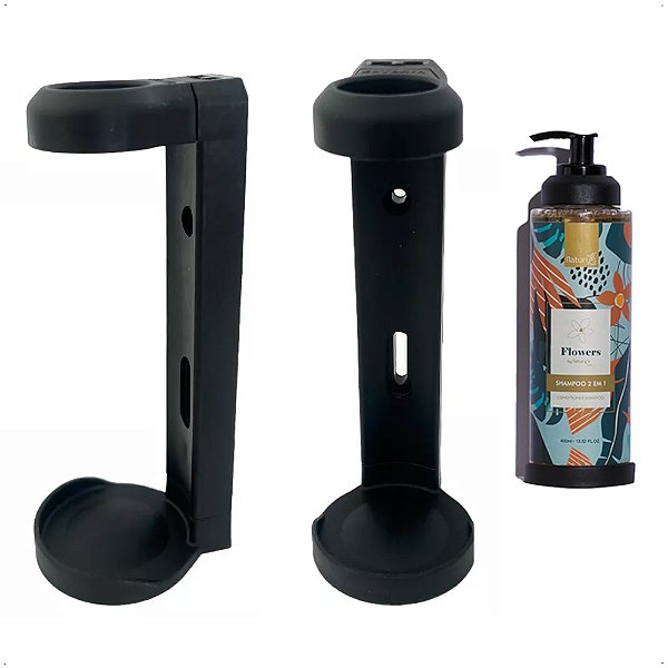 Suporte Preto Dispenser Frasco 400ml Hotel Motel Estoril