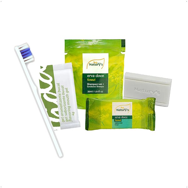 Shampoo 2x1 Sabonete Erva Doce Escova Gel Dental Hotel Motel