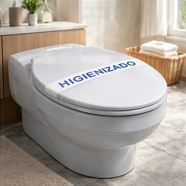 500 Faixa Sanitária Higienizado Azul Sinalizar Motel Hotel Branco