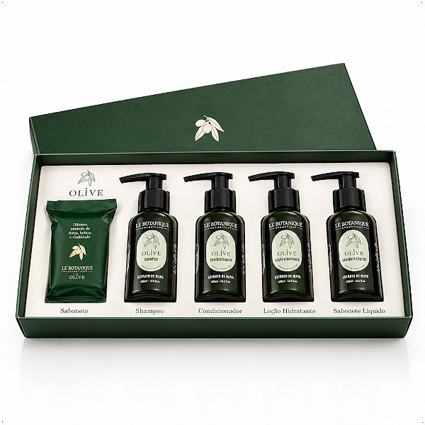 Kit Viagem Le Botanique Olive 5 itens caixa Hotel Motel SPA