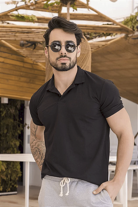 Camisa Polo Preta Piquet