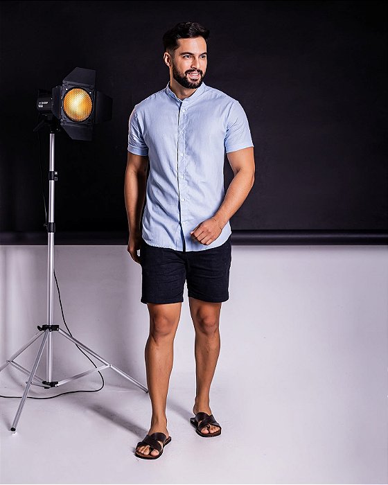 Camisa  Gola Padre Azul Bebê Manga Curta