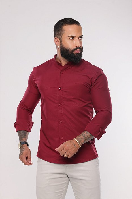 Camisa Marsala Manga Longa - Gola Padre