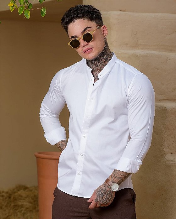 Camisa Branca Manga Longa - Gola Padre