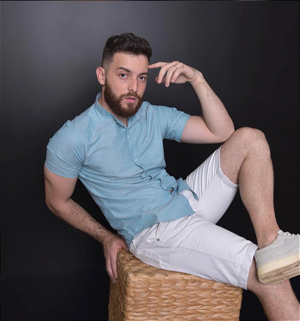 Camisa Azul Jade Gola Padre - Manga Curta