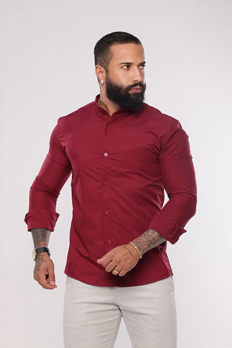 Camisa Marsala Gola Padre - Manga Longa
