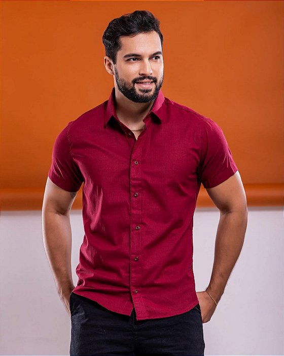 Camisa Marsala Gola Italiana - Manga Curta