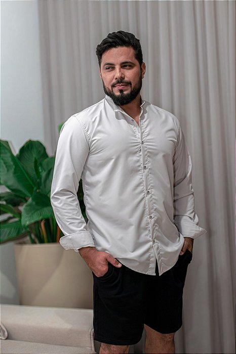 Camisa Nude Manga Longa - Gola Padre
