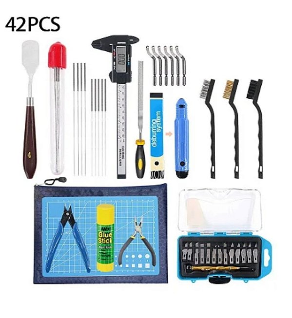 Kit Ferramenta para impressora 3D com 42 peças fefecomercioac + Maleta de Aluminio Dexter + 01 Filamento PLA PRO 1 White BASF 2,85mm- Fefe Comércio,Serviços de Assessoria e Consultoria