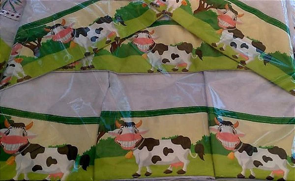 Pano de prato, branco, barrado digital com estampas variadas, pacote com 07 unidades