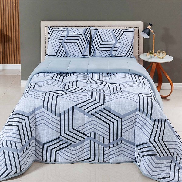 Edredon Solteiro Malha, bordado de Ibitinga