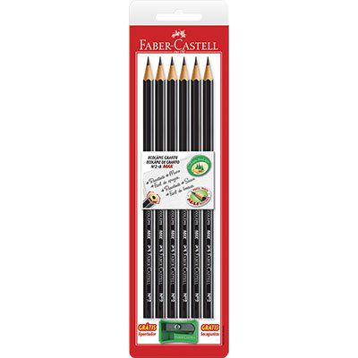 Lápis preto n.2 sextavado c/apontador Faber Castell BT 6 UN