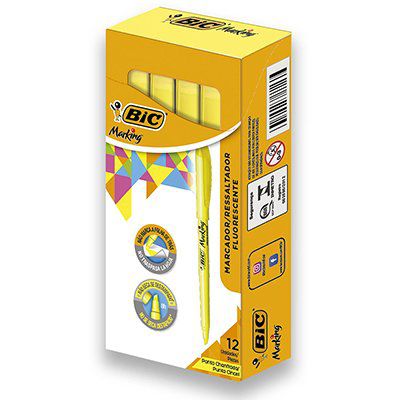 Pincel marca texto Marking amarelo 854815 BIC - Caixa com 12 unidades