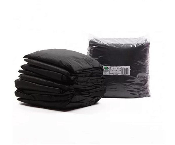 LENÇOL PROTDESC PRETO 30G/M² (2,10M X 90CM) C/ ELASTICO - PCT C/ 10 UNID.