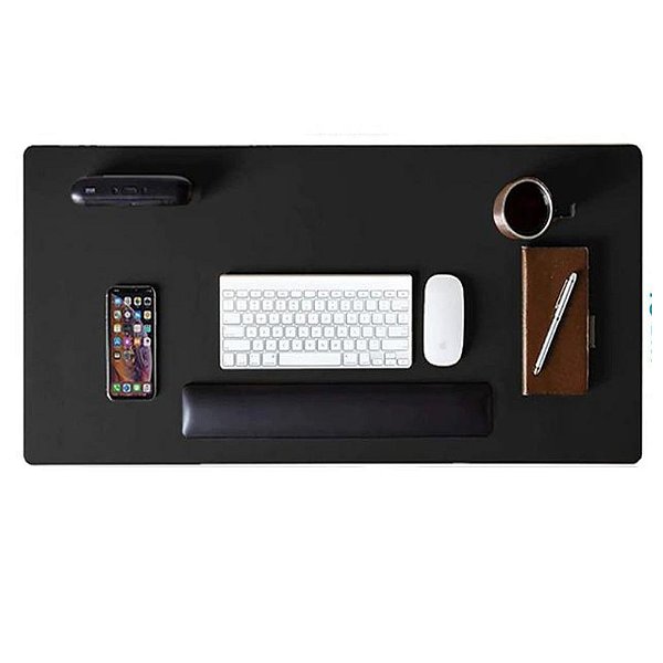 Deskpad 90x40 Extra Grande Mouse Pad  KingPad em Couro Sintético  - Preto