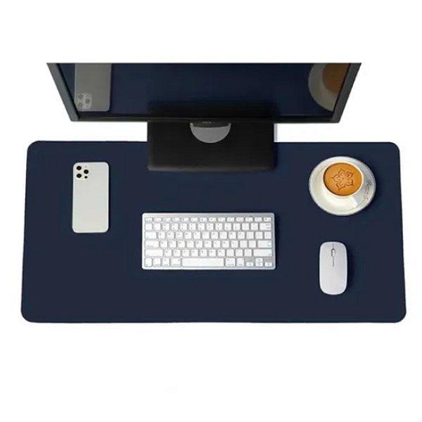 Deskpad 90x40 Extra Grande Mouse Pad  KingPad em Couro Sintético  - Azul Marinho
