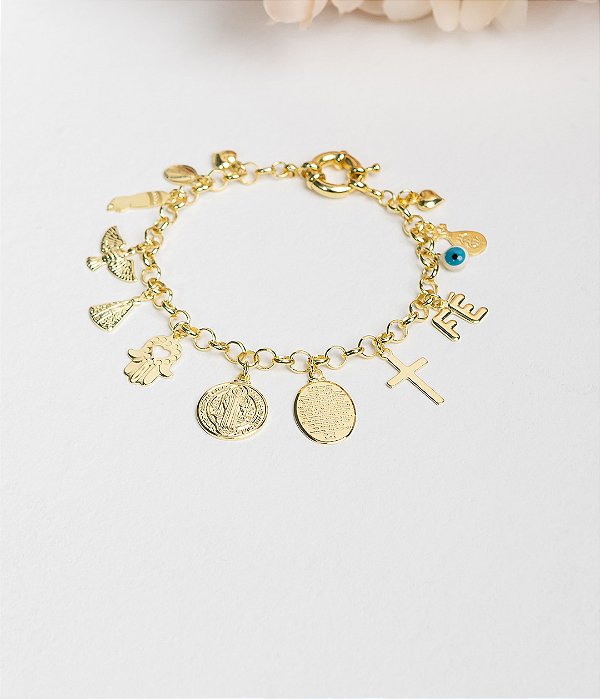 Pulseira Proteção banhada a ouro