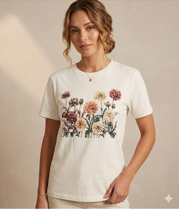 T-shirt Crisantemos 100% algodão