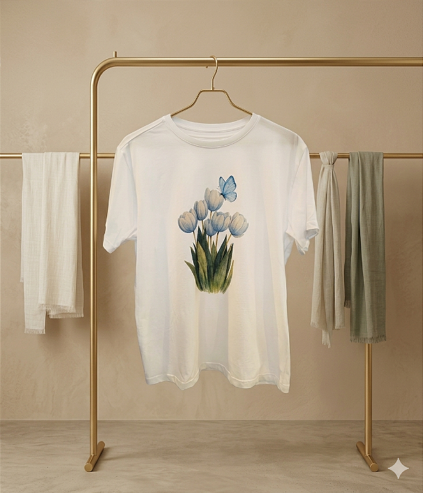 T-shirt Tulipas azuis 100% algodão