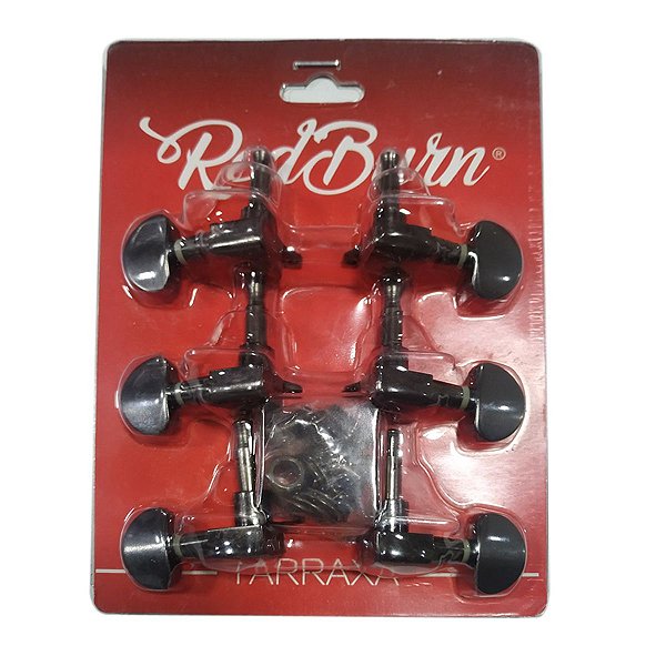 Tarraxa Blindada Violão Aço 3+3 Preta Z4 - Redburn