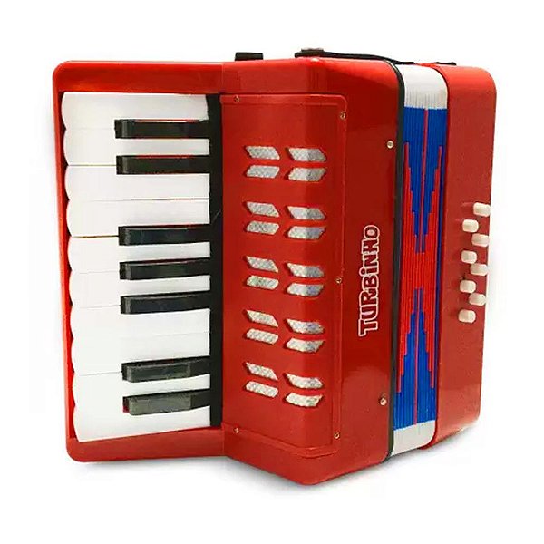 Acordeon Infantil Turbinho 17 Teclas e 8 Baixos Vermelho 104-RD