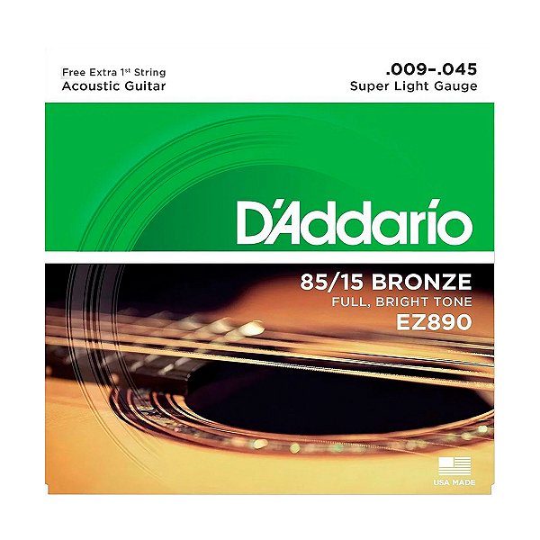 Encordoamento Violão Aço .009 D’Addario EZ890-B com Mizinha Extra