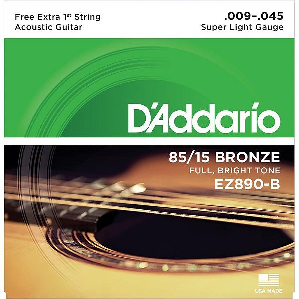 Encordoamento Violão Aço 009 EZ890-B+PL009 D'addario #Progressivo