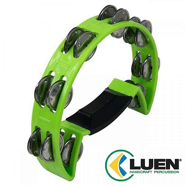 Pandeiro Meia Lua Pandeirola ABS Platinelas de Inox Com Abafador Cor Verde Citrico - Luen