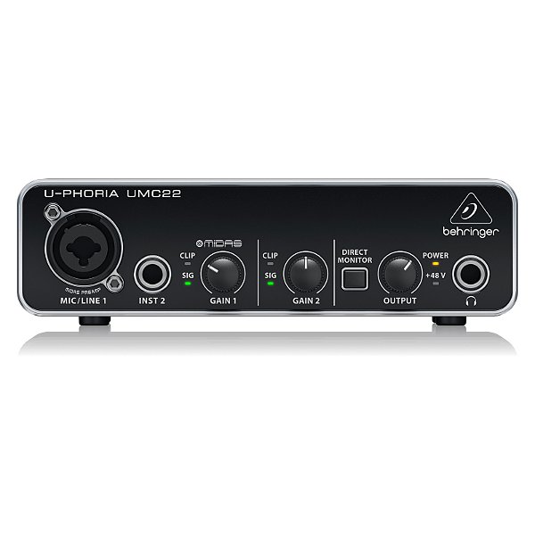 Interface de Áudio 2 Canais Pré MIDAS Behringer UMC22