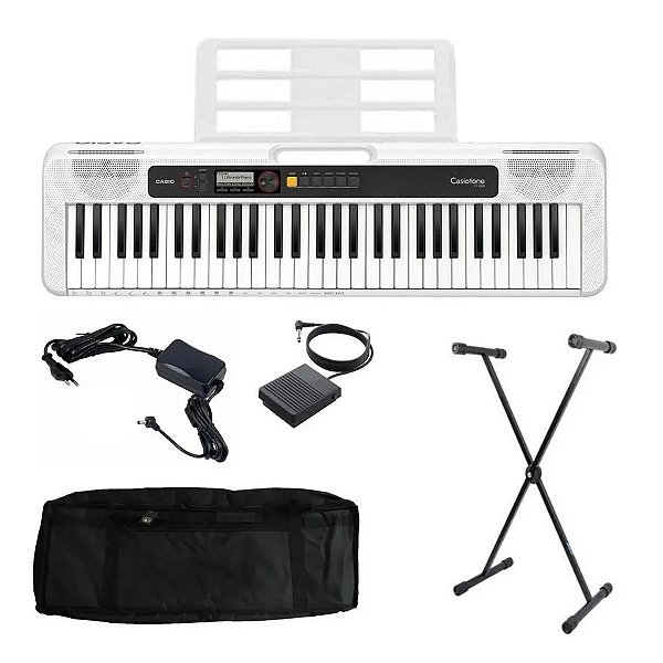 Kit Teclado Casiotone CT-S200 Branco Casio + Suporte + Capa + Pedal Sustain