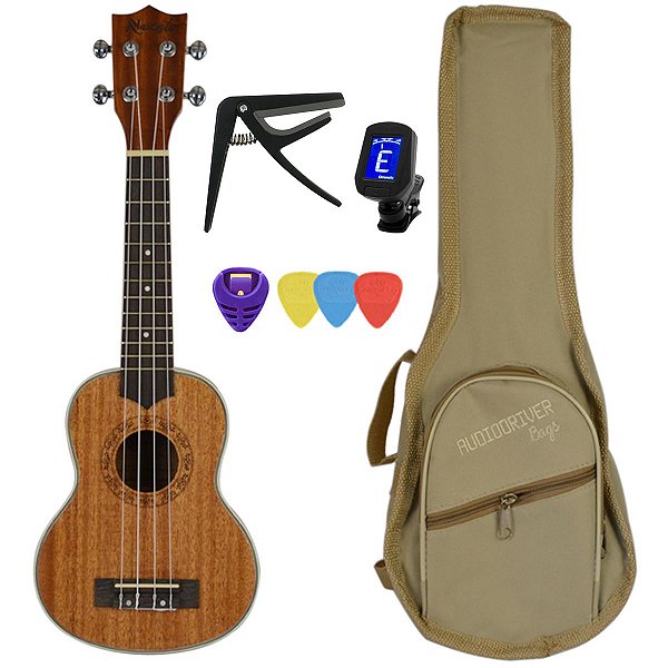 Kit Ukulele Soprano Acústico NU21MGQ Namaste + Capotraste + Capa + 3 palhetas + Porta palheta + Afinador