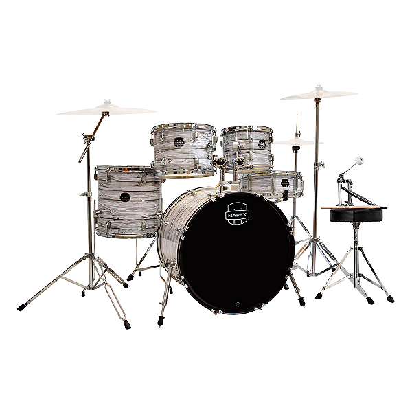 Bateria 22” 14” 10” 12” 14” Mapex Prodigy PDG5245T FI White Wood Grain com 2 Estantes e Banco