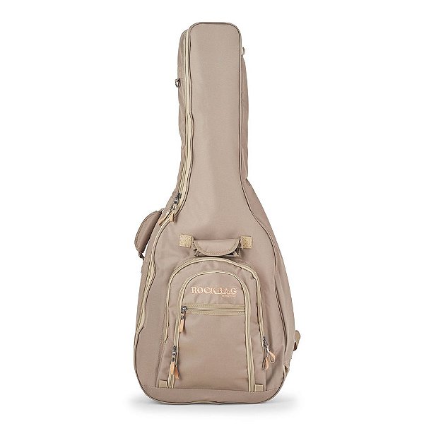 Capa Para Violão Folk Estofada Em RokTex Resistente a Agua Cor Cáqui RB 20449 K - Rockbag