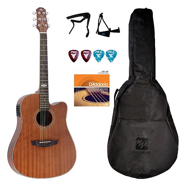 Kit Violão Elétrico Folk Strinberg SD200C MGS + Capa Luxo + Capo + 4 Palhetas + Suporte + Enc D'addario #Progressivo