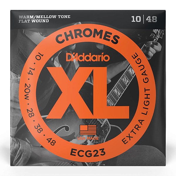 Encordoamento D'addario Guitarra 010 Xl Chromes Flatwound ECG23 #Progressivo