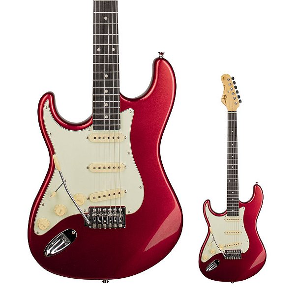 Guitarra Canhoto Strato Tagima TG-500 TW Series Candy Apple