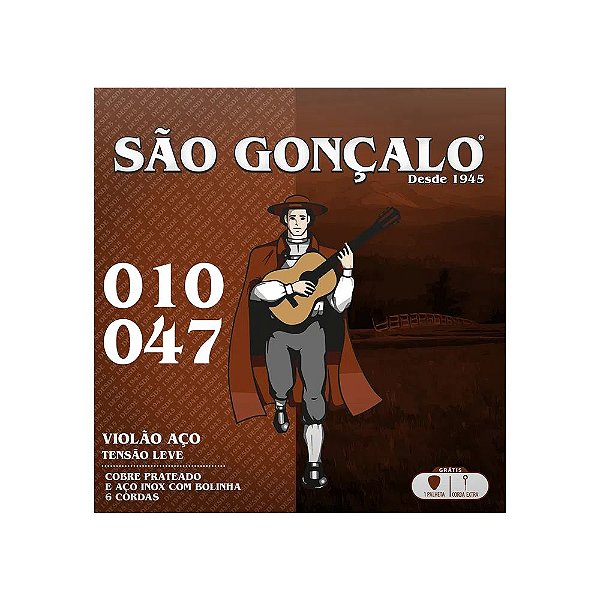 Encordoamento Violão Aço 010 Prata c/ bolinha - São Gonçalo