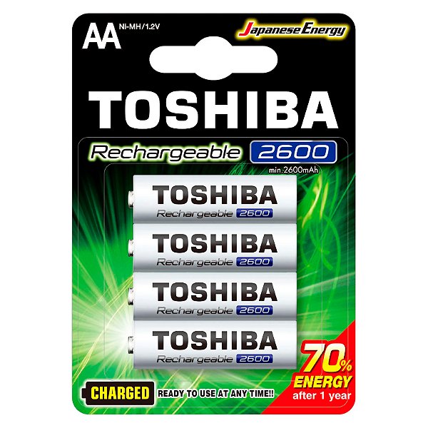 Pilha Recarregável AA 2600MAH TNH Cartela c/ 4 un - Toshiba