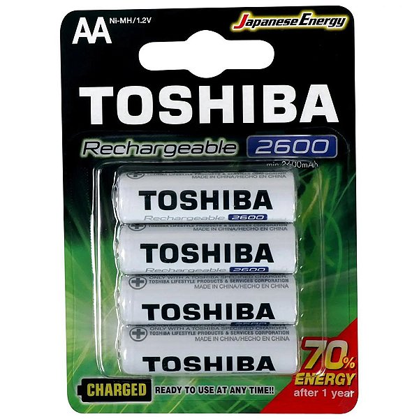 Pilha Recarregável AA 2600MAH TNH Cartela c/ 4 un - Toshiba