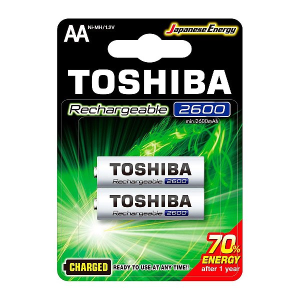 Pilha AA Recarregável 1,2V 2600mAh Toshiba TNH6GAE (Cartela com 2 unidades)